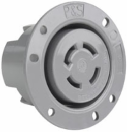 30A Non-NEMA Flanged Outlet, 4-Wire, Gray, 120/208V