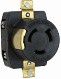 Corrosion-Resistant Receptacle 2-Pole 3-Wire 600VAC/250VDC, 3.28 Inch Height, Black