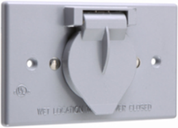 Weatherproof Self-Closing Cover, 4.5 Inch Width, Cast Metal, Gray