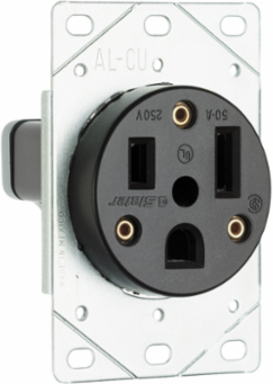 50A 250V Straight Blade Receptacle, 2-Pole, 3-Wire, 3.75 Inch Height