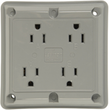 Specification Grade Quad Receptacle 15A 125V, Gray