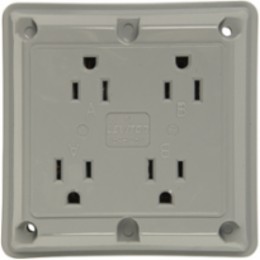 Specification Grade Quad Receptacle 15A 125V, Gray