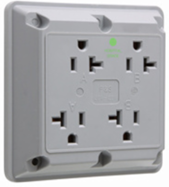 Hospital Grade Quad Receptacle 20A 125V, 4.5 Inch Width, Gray