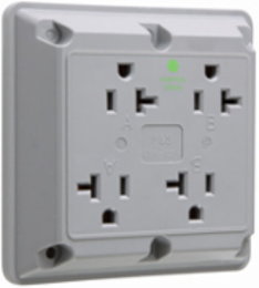 Hospital Grade Quad Receptacle 20A 125V, 4.5 Inch Width, Gray