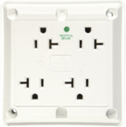 Hospital Grade Quad Receptacle 20A 125V, 4.5 Inch, White