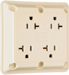 Specification Grade Quad Receptacle 20A 125V, 4.5 Inch Width, Ivory Color