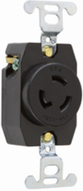 Turnlok Single Receptacle 15A 125V, Compact Black, 1.437 Inch Width