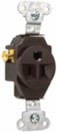 Heavy Duty 15A 125V Single Receptacle, Brown, 1.38 Inch Width, Side Wire