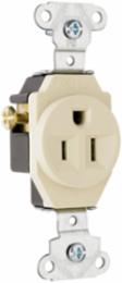 15A 125V Heavy-Duty Spec-Grade Single Receptacle, Side Wire, Light Almond, 1.38 Inch Width, 1.08 Inch Depth