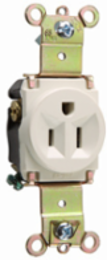 Heavy Duty Spec Grade Single Receptacle, 15A, 125V, Impact-Resistant, Light Almond