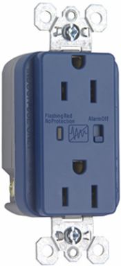 Surge Protective 15A 125V Duplex Receptacle, Blue, 2.75 Inch Height