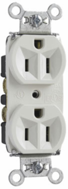 Hard Use Spec-Grade Duplex Receptacle 15A 125V, Light Almond, 0.78 Inch Depth