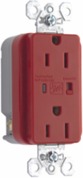 15A Surge Protective Duplex Receptacle, 125V, Red, 1.7 Inch Width, 2.75 Inch Height
