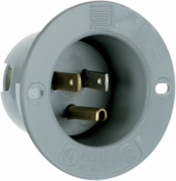 Straight Blade 2-Pole 3-Wire 15A 125V Flanged Inlet, Gray, 2.562 Inch Width