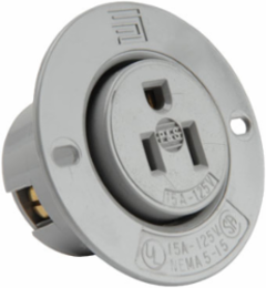 Flanged Outlet, 2.562 Inch Width, 15A 125V, Gray, UL Listed