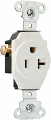 20A 125V Heavy Duty Single Receptacle, Side Wire, Light Almond, 1.08 Depth, 1.38 Width