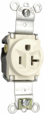 20A 125V Heavy Duty Spec-Grade Single Receptacle, Light Almond, 1.32 Inch Width