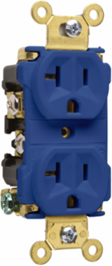 20A 125V Heavy Duty Duplex Receptacle, 1.625 Inch Width, Blue