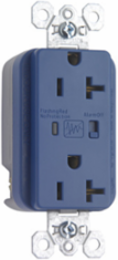Surge Protective 20A 125V Duplex Receptacle, Blue, 1.75 Inch Width