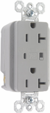 20A 125V Extra Heavy Duty Surge Protective Duplex Receptacle Gray, 1.225 Inch Depth, 2.8 Inch Height, 1.75 Inch Width