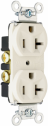20A 125V Hard Use Spec-Grade Duplex Receptacle, 1.32 Inch Width, Light Almond