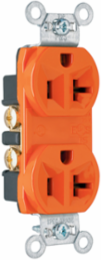 20A 125V Hard Use Duplex Receptacle, Back & Side Wire, Orange, 1.32 Inch Width