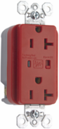 20A 125V Surge Protective Duplex Receptacle, Red, 2.8 Inch Height, 1.75 Inch Width, 1.225 Inch Depth