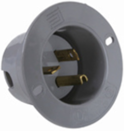 Flanged Inlet 2-Pole 3-Wire 20A 250V Gray, 2.562 Inch Width