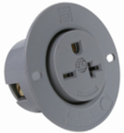 Gray Flanged Outlet, 20A 250V, Straight Blade, 2.562 Inch Width