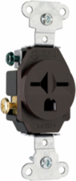 Heavy-Duty 15A 250V Single Receptacle, Back/Side Wire, Brown, 1.08 Inch Depth, 1.38 Inch Width