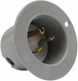 Flanged Inlet 2-Pole 3-Wire 15A 250V Gray, 1.655 Inch Depth, 2.562 Inch Width