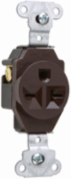 Heavy Duty 20A 250V Single Receptacle Side Wire, Brown, 1.08 Inch Depth, 1.38 Inch Width