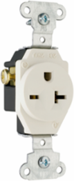 Heavy Duty 20A 250V Single Receptacle, Side Wire, Light Almond, 1.08 Inch Depth, 1.38 Inch Width