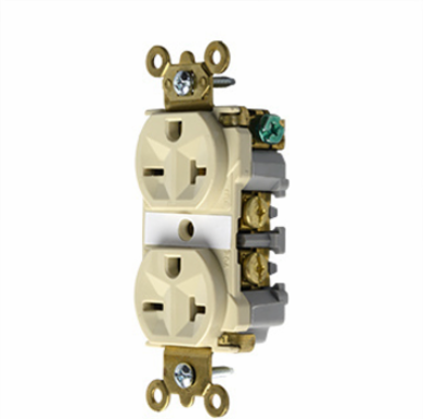 Industrial Extra Heavy Duty 20A 250V Duplex Receptacle, Ivory, 2.75 Inch Height