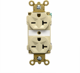 Industrial Extra Heavy Duty 20A 250V Duplex Receptacle, Ivory, 2.75 Inch Height