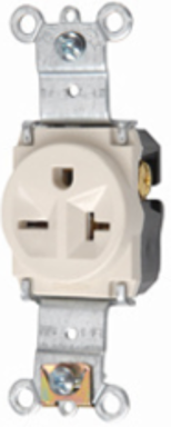 20A 250V Heavy Duty Spec-Grade Single Receptacle, Light Almond, 1.68 Inch Height