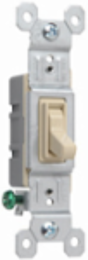 Trademaster Grounding Toggle Switch, Ivory, 15A, 120V, Thermoplastic