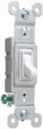 Trademaster Grounding Toggle Switch, 15A, 120V, White, Thermoplastic