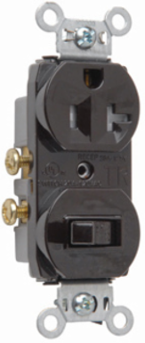 20A Tamper-Resistant Single-Pole Switch and Receptacle, Brown, 120/125V