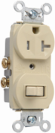20A Combination Single-Pole Switch and Tamper-Resistant Receptacle, Ivory, 1.32 Inch Width