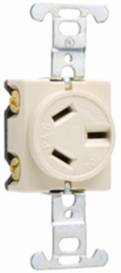 Single Receptacle 3-Pole 3-Wire 20A 125/250V Ivory 1.38 Inch x 1.75 Inch x 1.15 Inch