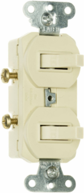 Double Combination Switch, 15A, 120/277V, Ivory, 1.32 Inch Width