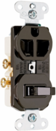 15A 120V/125V Combination Toggle Switch & Receptacle, Brown, 1.32 Inch Width, 4.06 Inch Height