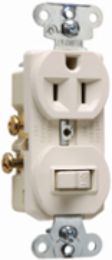 15A Combination Toggle Switch & Receptacle, 120V, Light Almond, 4.06 Inch Height
