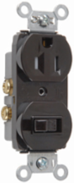 15A Combination Toggle Switch & Tamper-Resistant Outlet, Brown, 4.06 Inch Height