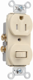 15A 120V Combination Toggle Switch & Tamper-Resistant Receptacle, Ivory 1.32 Inch Width, 4.06 Inch Height