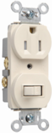 15A Combination Single-Pole Toggle Switch & Tamper-Resistant Socket, Light Almond, 1.15 Inch Depth, 1.32 Inch Width, 4.06 Inch Height