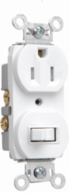 15A 120V Combination Switch & Tamper-Resistant Receptacle, White, 1.32 Inch Width, 4.06 Inch Height