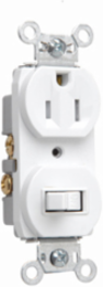 15A 120V Combination Switch & Tamper-Resistant Receptacle, White, 1.32 Inch Width, 4.06 Inch Height