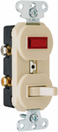 Single-Pole Combination Switch with Pilot Light, 15A, Ivory, 1.32 Inch Width